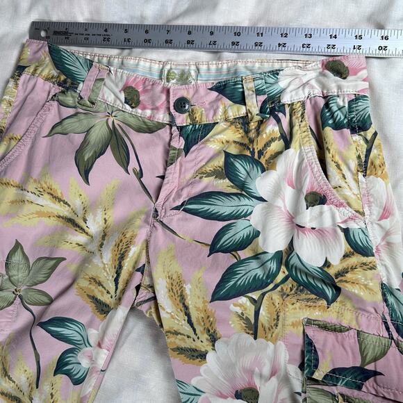 Lucky Brand Dungarees Capri Pants Size 6 Vintage Y2K Floral Printed Cargo Pink - Picture 8 of 8
